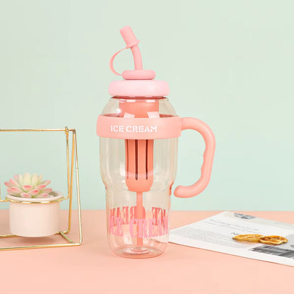 Ice Cream Tea Infuser Water Bottle with Straw & Handle