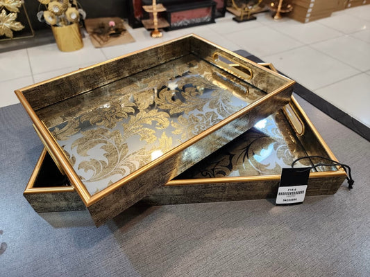 Golden Vintage Serving Tray Set