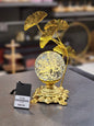 Elegant Gilded Ginkgo Biloba Crystal Sphere Lamp