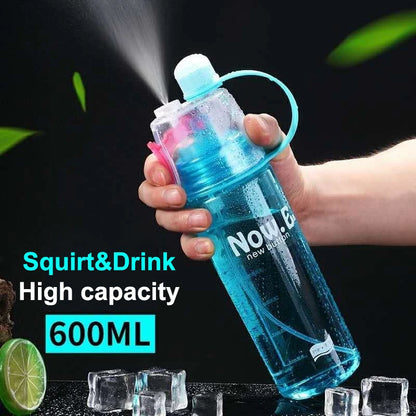 2-in-1 Sports Water Bottle with Cooling Mist Spray - Leak-Proof Gym & Outdoor Flask