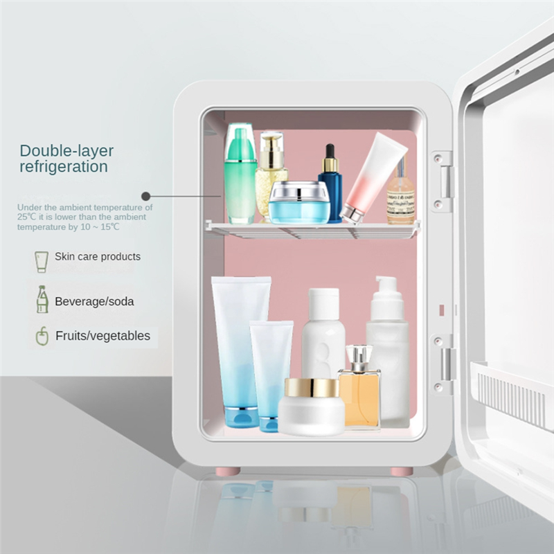 Portable 4L Mini Beauty Fridge with Dimmable LED Lighted Mirror