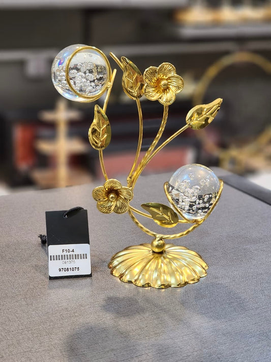 Decorative Golden Floral Dual Crystal Ball