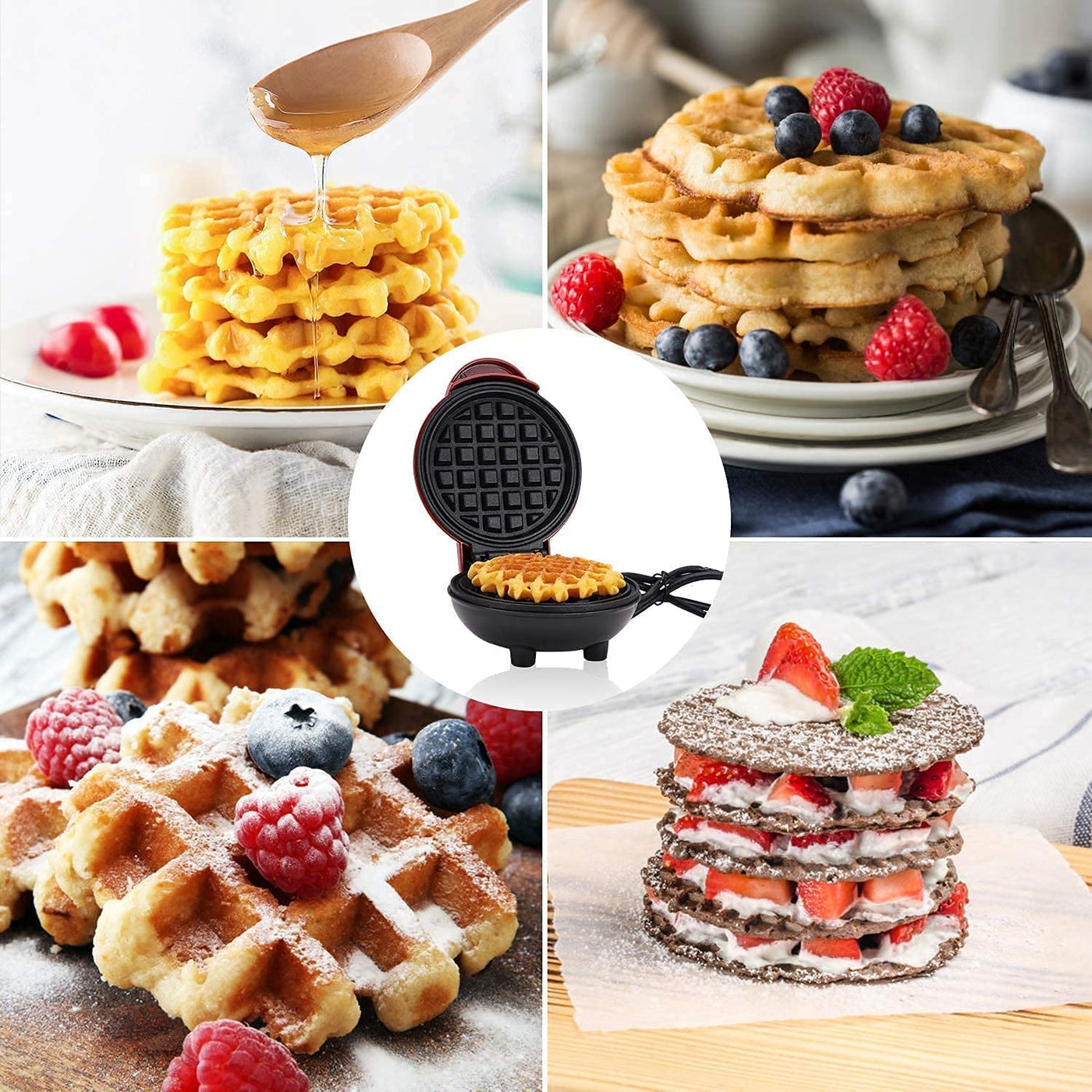 Compact Electric Mini Waffle Maker for Quick Breakfasts