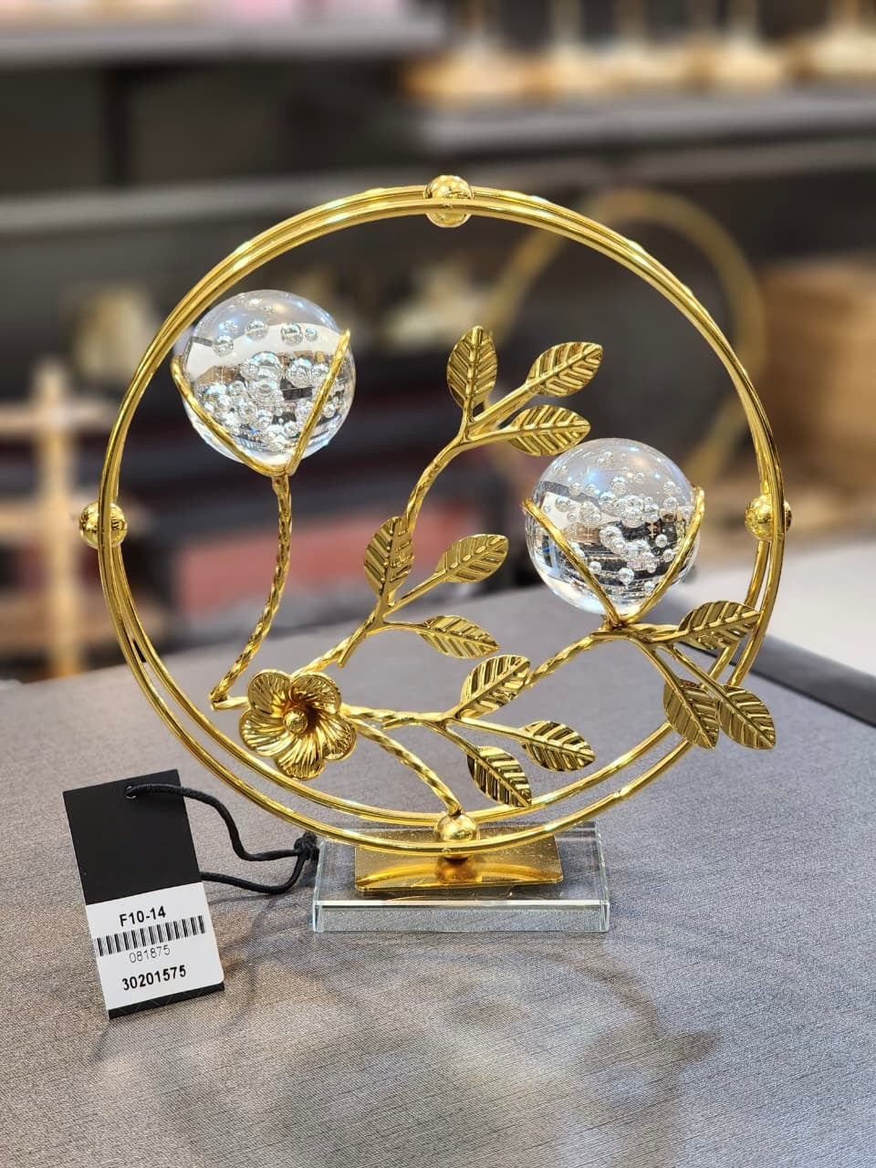 Decorative Golden Floral Dual Crystal Ball