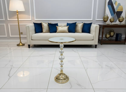 Elegant Crystal and Gold Accent Side Table