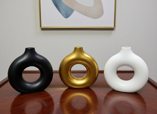 Nordic Circular Fiber-Crafted Hollow Vase