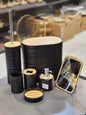 Premium Black and Wooden Style Bathroom Accessory Set