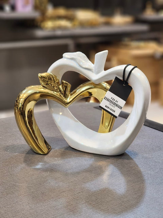 Elegant Interlocking Apple Ceramic Figurine