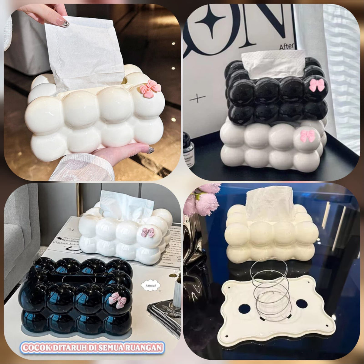 Bubble Cloud Tissue Box With Bow Detail