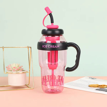 Ice Cream Tea Infuser Water Bottle with Straw & Handle