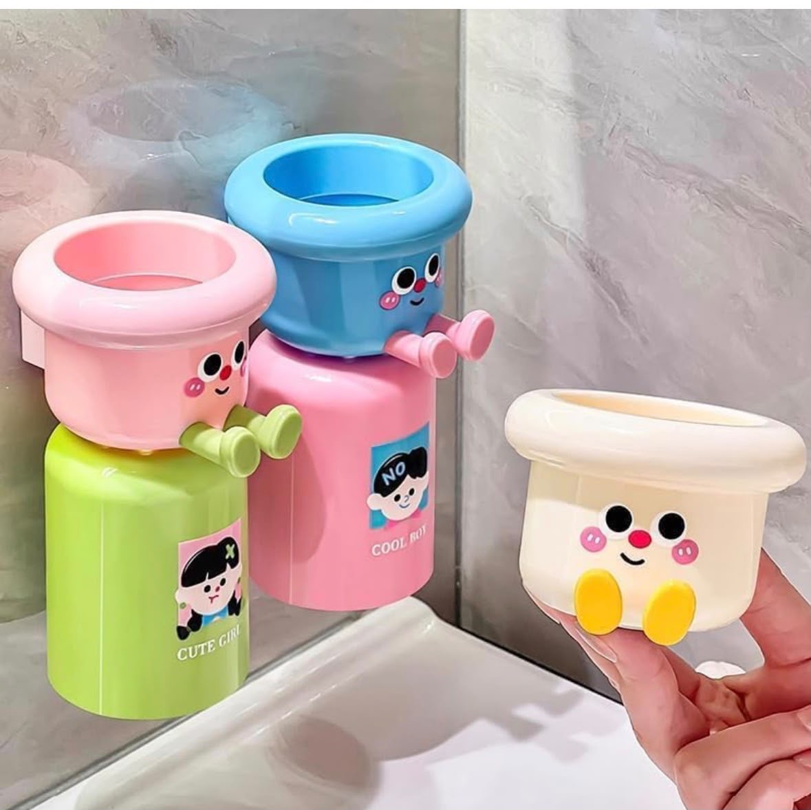 Magnetic Punch Free Wall Mounted Cartoon Toothbrush Holder