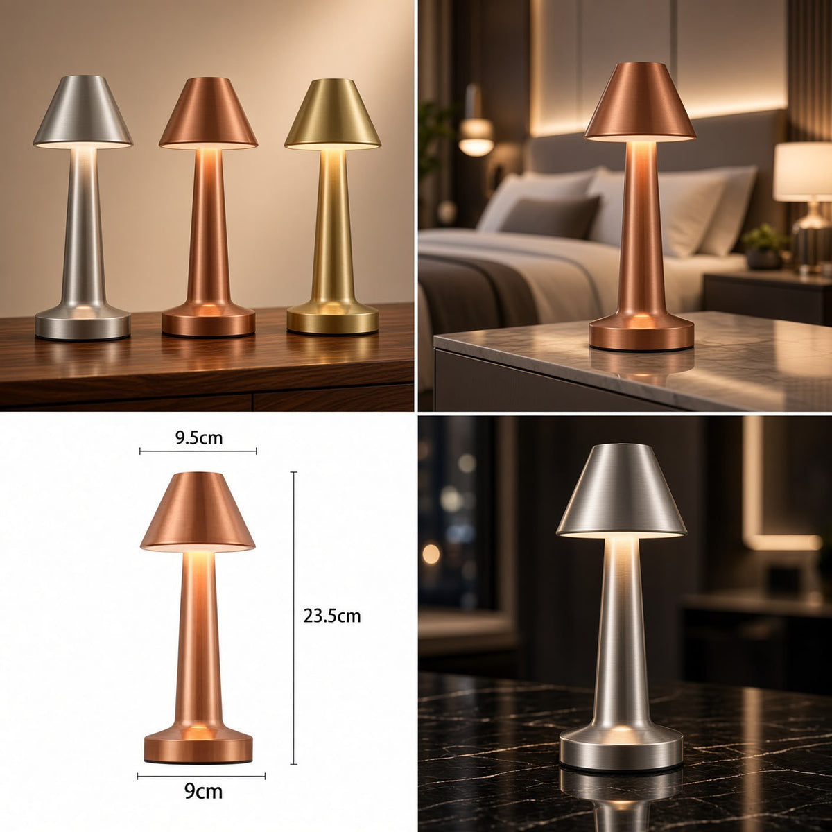 Rechargeable 3 Modes Metal Touch Lamp