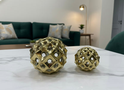 Gilded Geometric Sphere Decor