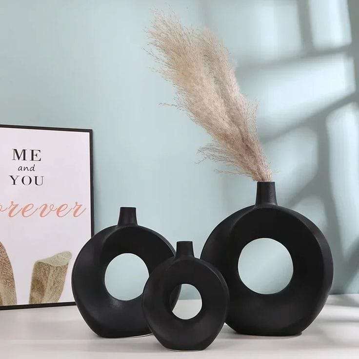 Luxury Design Donut Vase Set (Fibre) (3 Piece) (Small,Medium & Large)