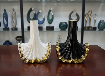 Modern Ginko-Inspired Ceramic Vases