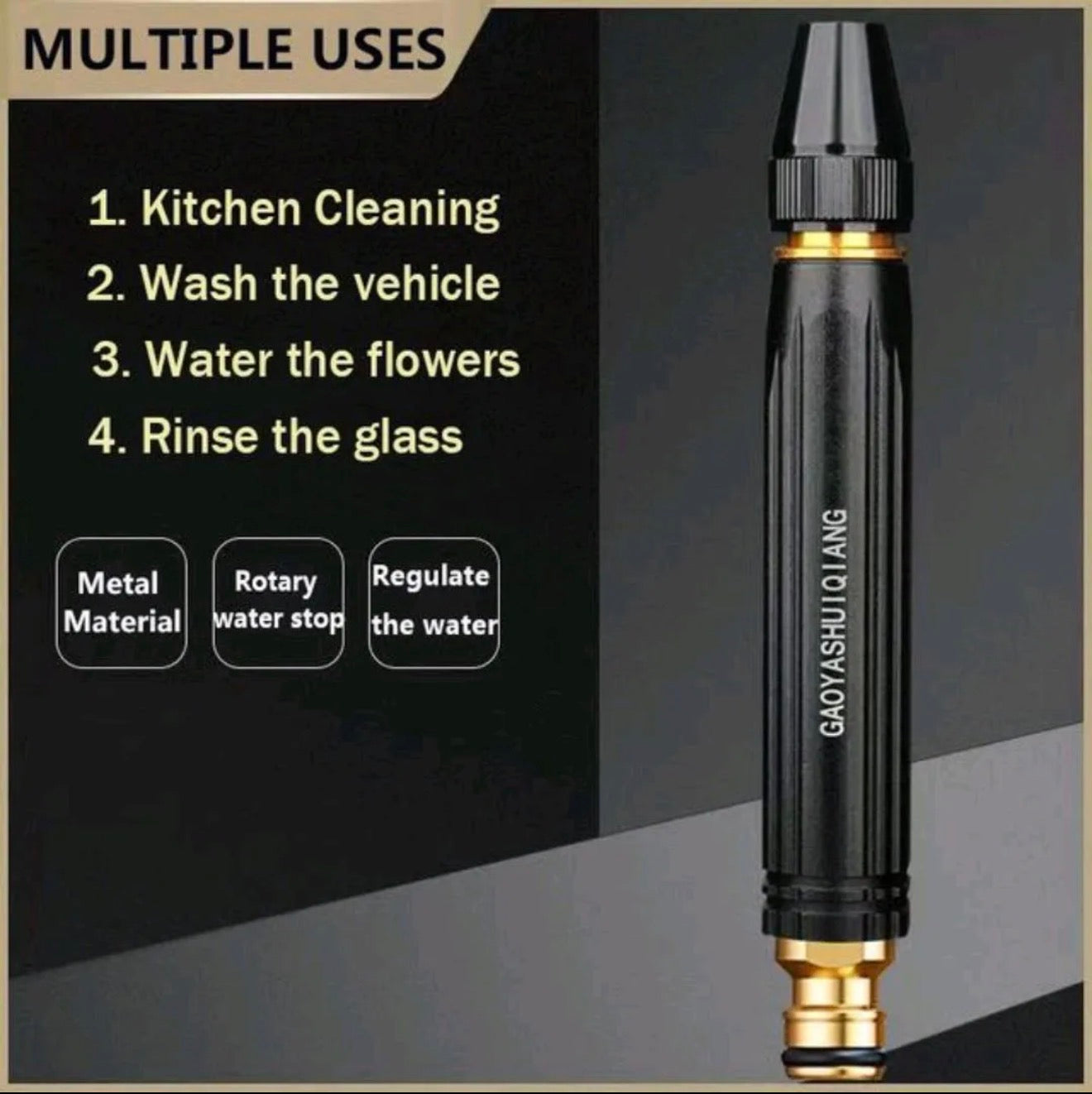 High-Pressure Adjustable Metal Garden Hose Nozzle