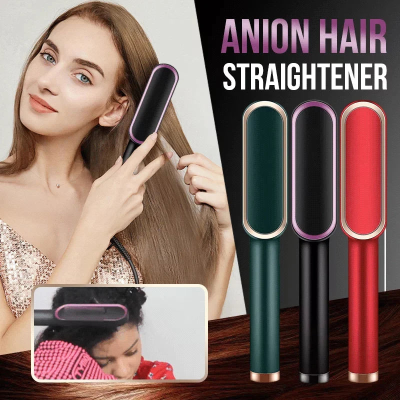 Professional Ceramic Hair Straightener Brush with Heat Protection