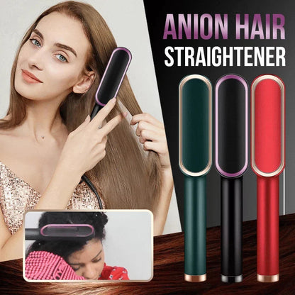 Professional Ceramic Hair Straightener Brush with Heat Protection