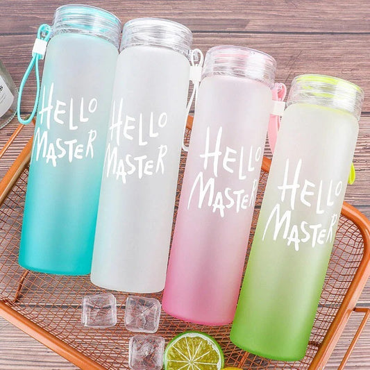 Hello Master Frosted Glass Water Bottle