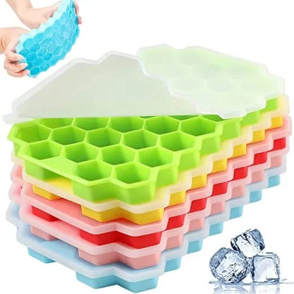 Honeycomb Silicone Ice Cube Trays with Removable Lids