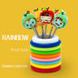Cartoon Character Fruit Fork Set with Rainbow Holder