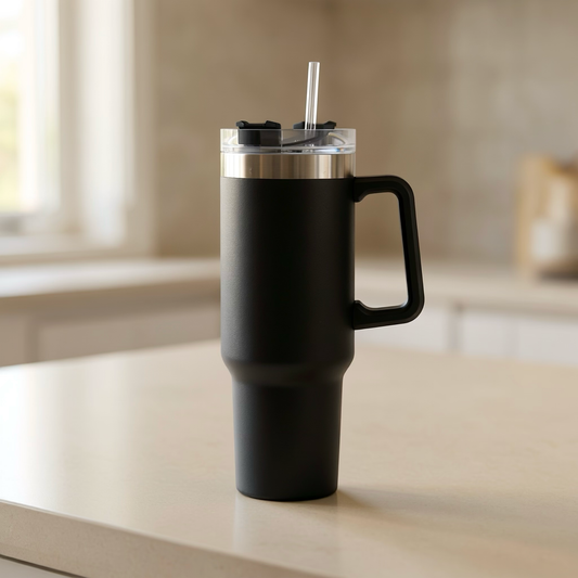 40 oz Stainless Steel Vacuum Insulated Tumbler with Handle & Straw