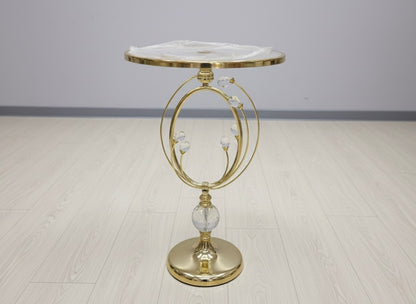 Luxury Golden & Crystal Accent Side Table