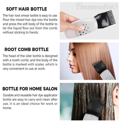 Hair Dye Applicator Bottle with Root Comb Tip