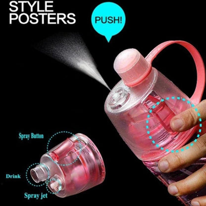 2-in-1 Sports Water Bottle with Cooling Mist Spray - Leak-Proof Gym & Outdoor Flask
