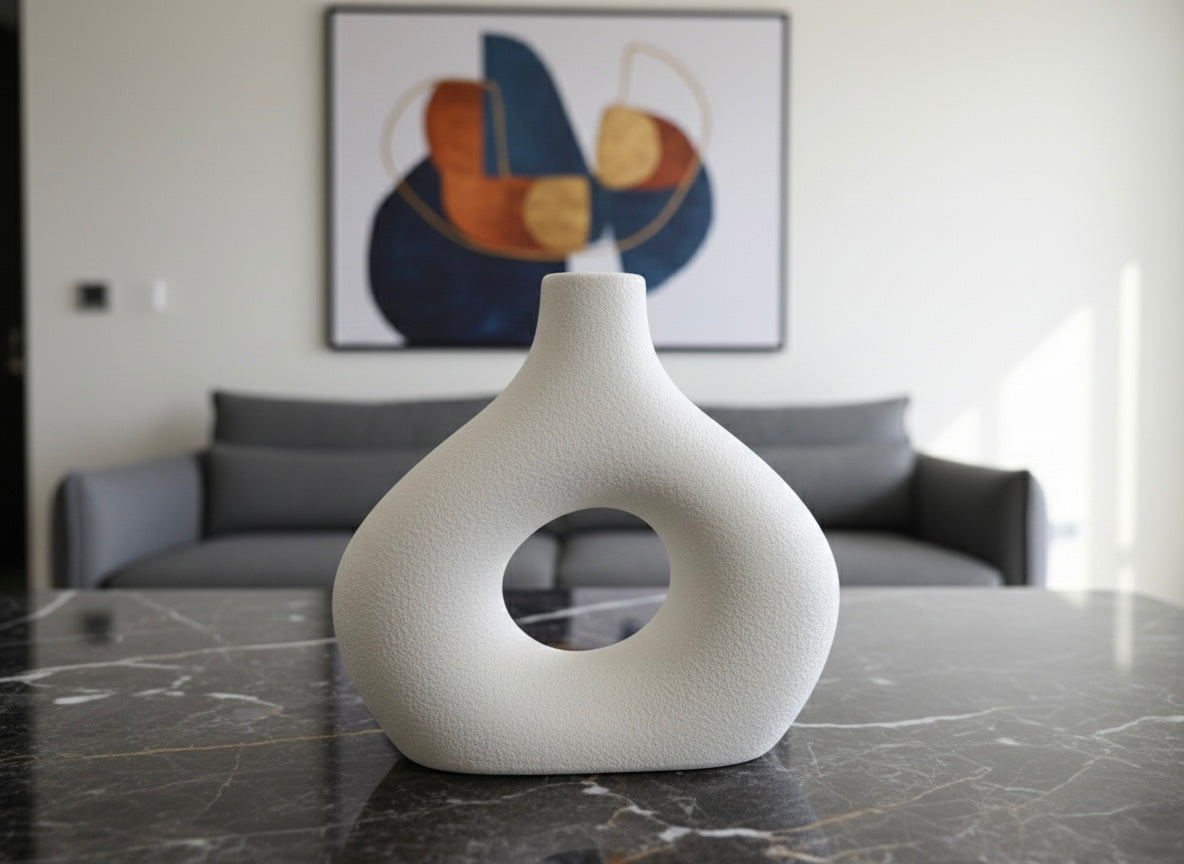Minimalist Nordic Ceramic Doughnut Vase
