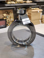 Modern Circular Chrome and Glass Decorative Display Vase