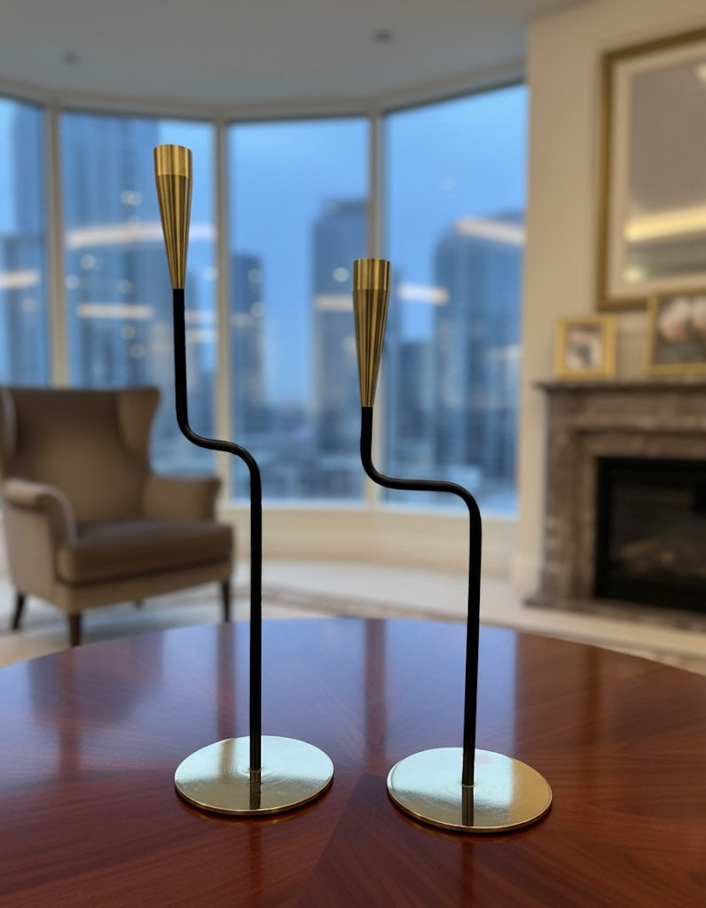 Modern Curved Taper Candlestick Set (2 Piece)