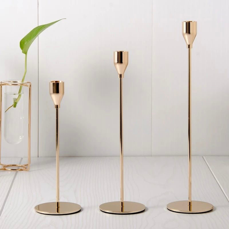Gold Metal Taper Candle Holders