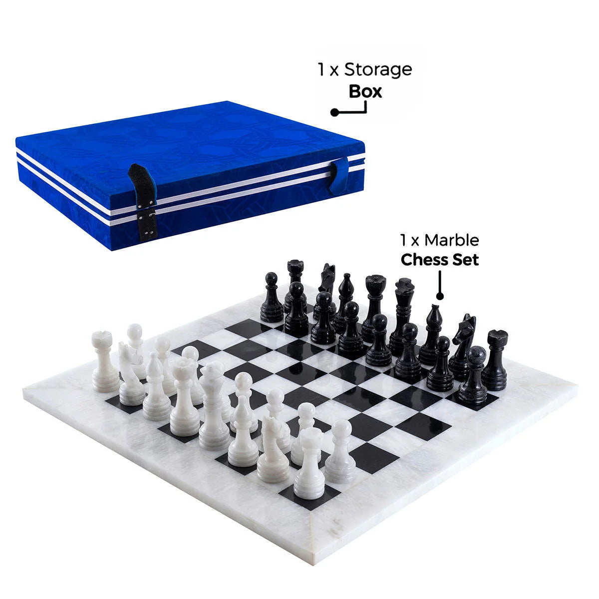 Opulent Elegance: White & Black Marble Chess Set (Only In Karachi)