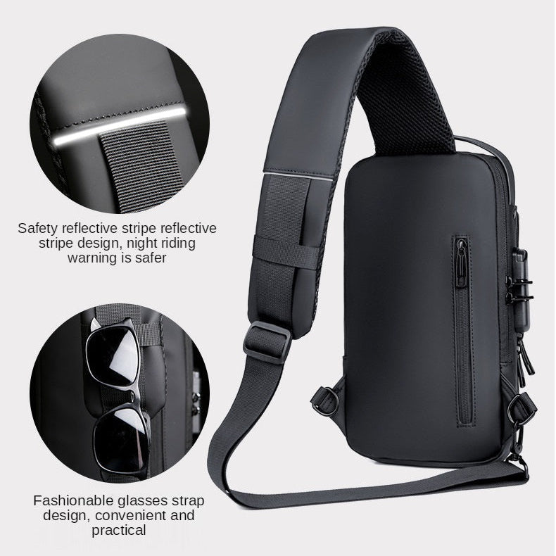 Anti-Theft Waterproof Sling Bag with USB Charging Port