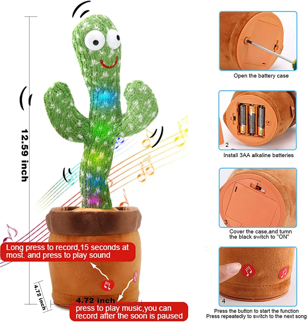 Dancing and Talking Cactus Plush Toy with USB Charging