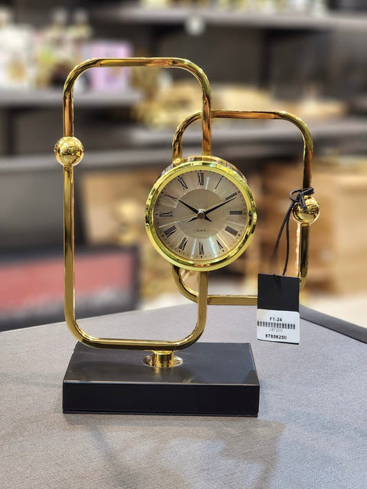Modern Geometric Gold Showpiece Table Clock