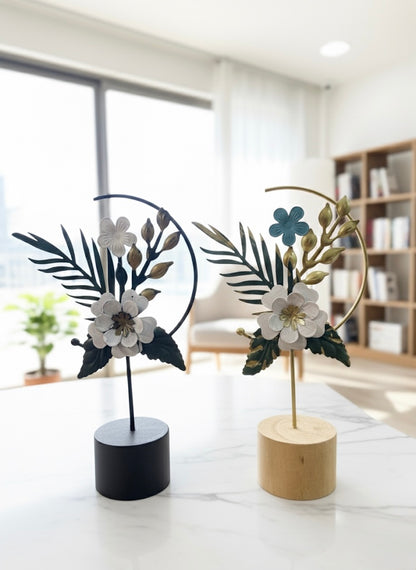 LUXURY METAL FLOWER DECOR SCULPTURE - TABLETOP ORNAMENT FOR VILLA INTERIORS (Brown)
