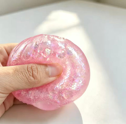 Glitter Squeezy Dumpling Stress Relief Toy with Steamer Case