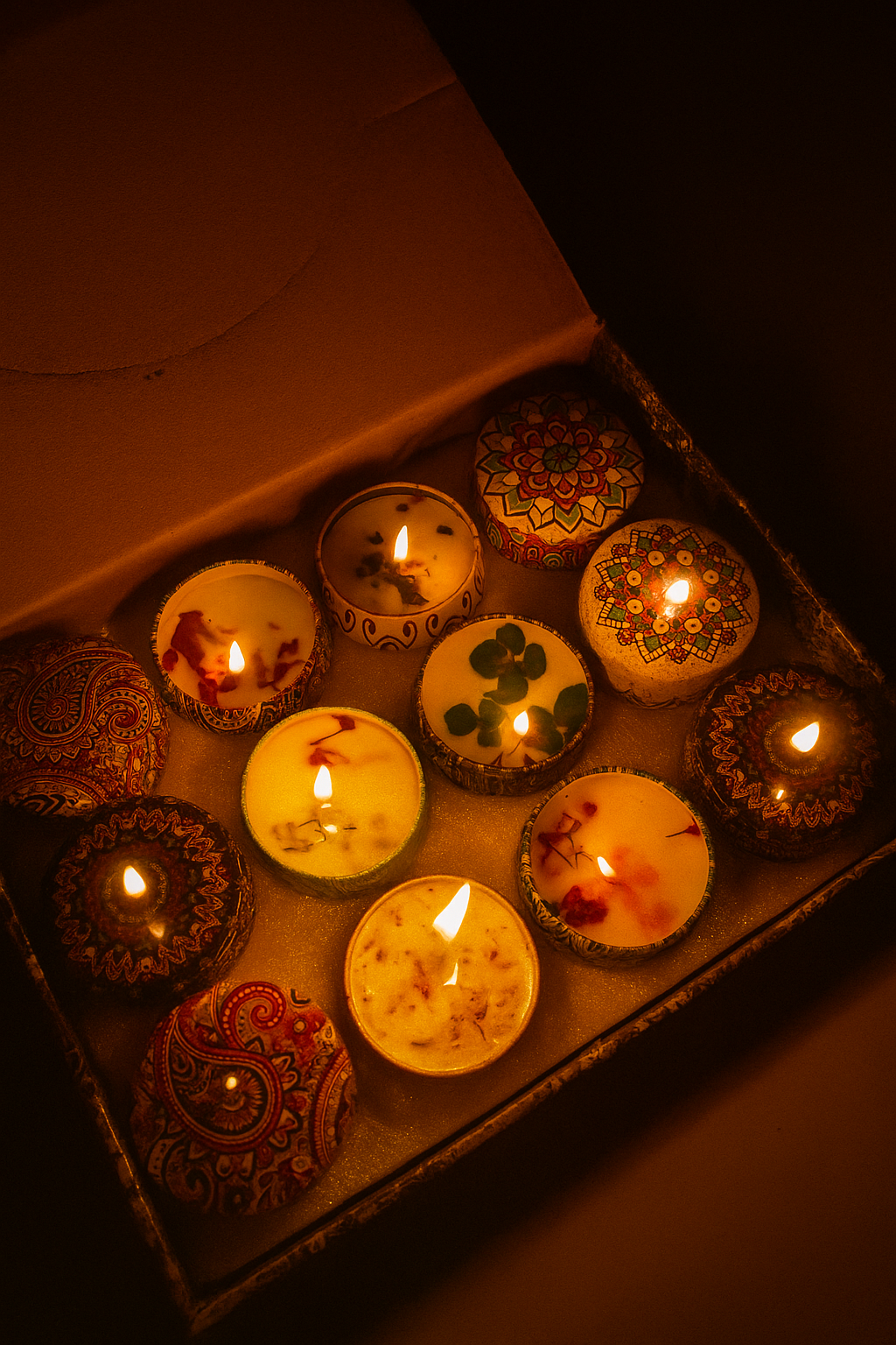 Artisanal Botanical Mandala Candle Gift (1 Piece)