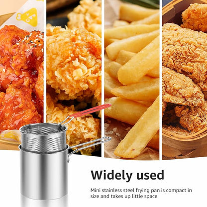 1200ml Stainless Steel Mini Deep Fryer Pot with Strainer Basket