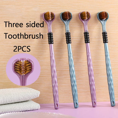 360° Triple-Bristle Efficiency: The Three-Sided Deep Clean Toothbrush