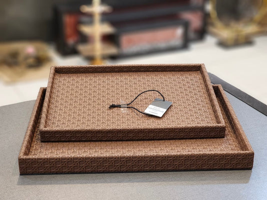 Elegant Woven Design Serving Tray Set