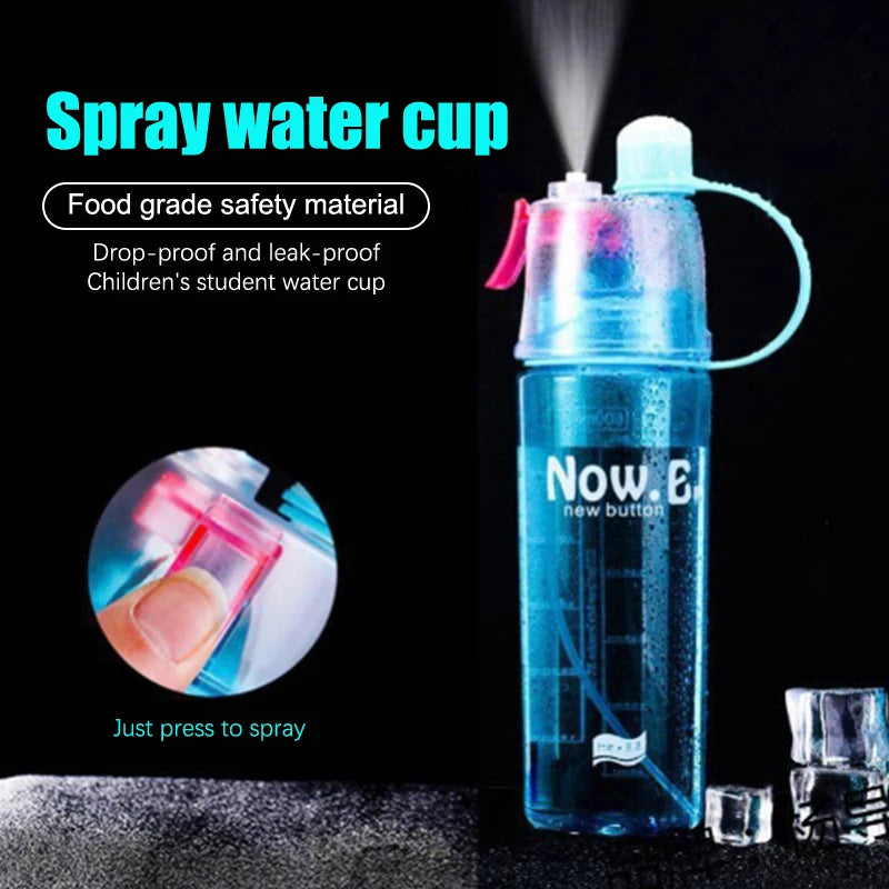 2-in-1 Sports Water Bottle with Cooling Mist Spray - Leak-Proof Gym & Outdoor Flask