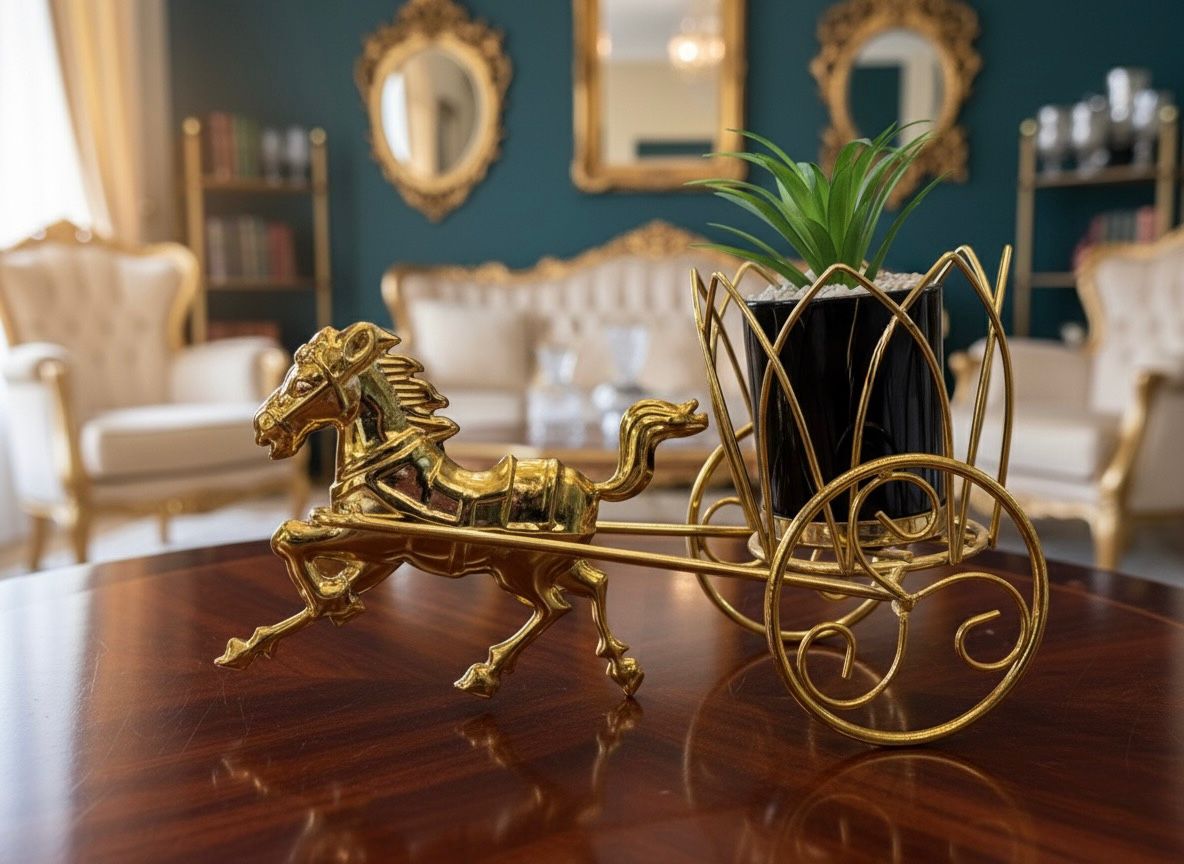 Golden Horse Carriage Decorative Planter