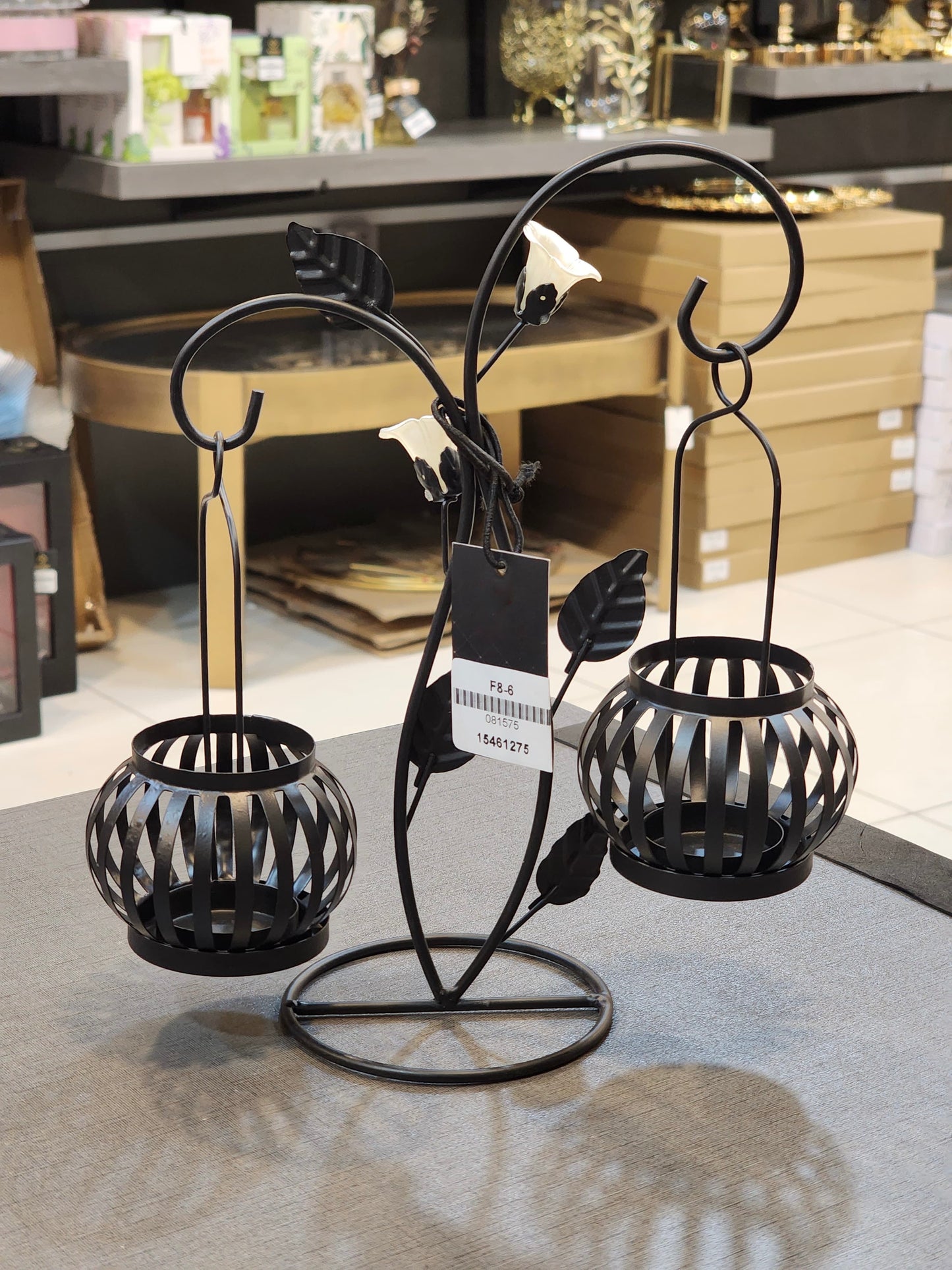 Elegant Floral Twin-Lantern Candelabra