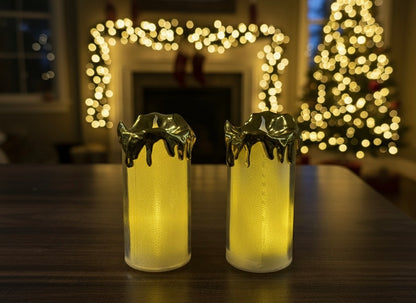 Dripping Gold LED Flameless Votive Candle Set (2 Piece)