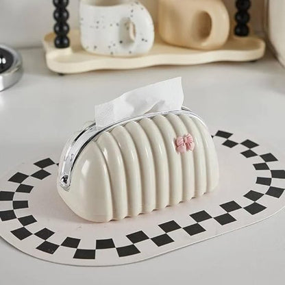Ribbon Bow Shell-Style Desktop Tissue Box