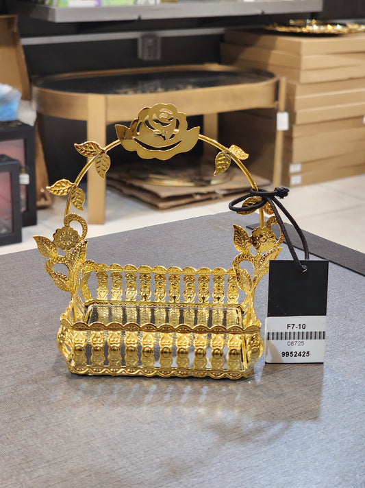 Victorian-Style Gilded Rose Decorative Basket