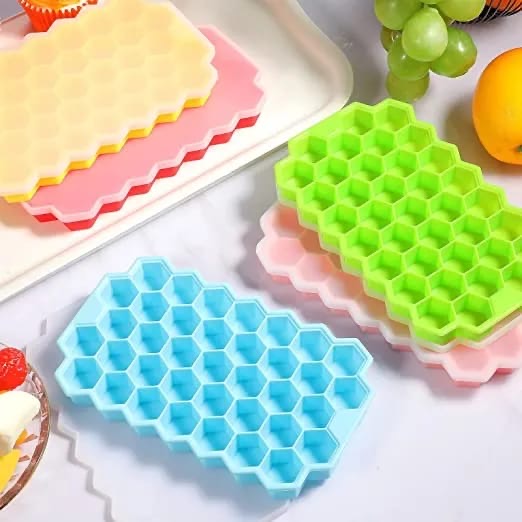 Honeycomb Silicone Ice Cube Trays with Removable Lids